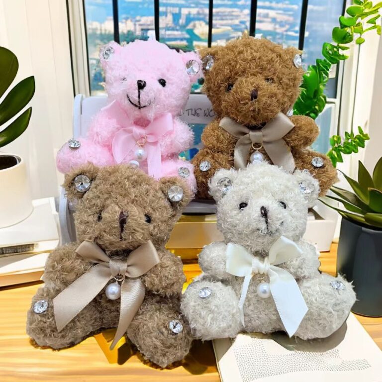 10 cm Mini Bouquet Teddy Bear Keychain – Sitting Plush Gift Toy