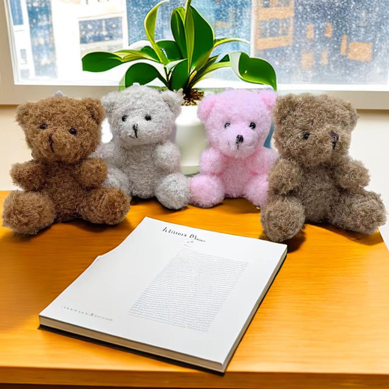 10 cm Mini Bouquet Teddy Bear Keychain – Sitting Plush Gift Toy