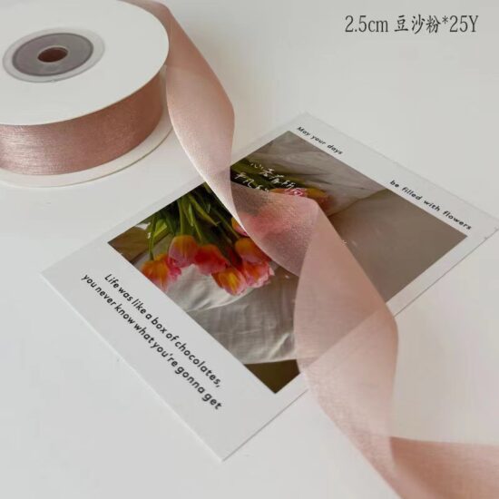2.5cm milk silk organza ribbon for gift packaging and floral bow making