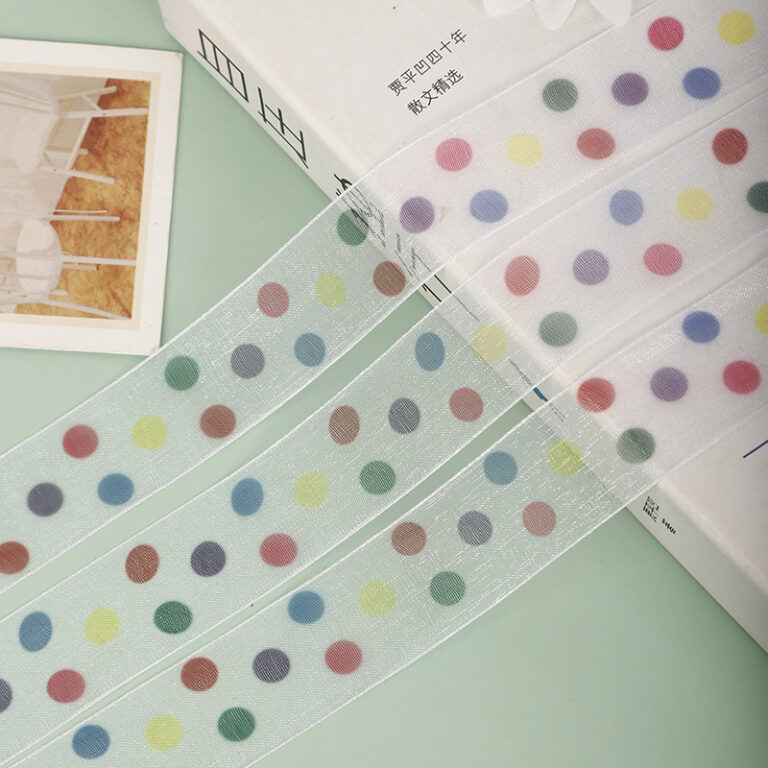 2.5cm colorful polka dot organza ribbon for gift wrapping and cake decoration