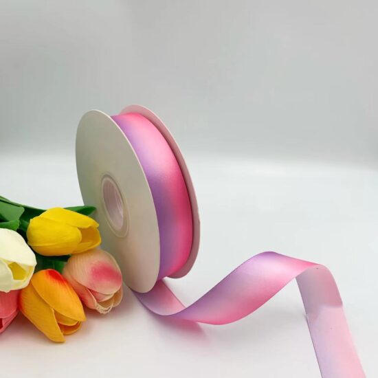 2.5cm two-tone gradient satin ribbon for DIY hair bows and gift wrapping

