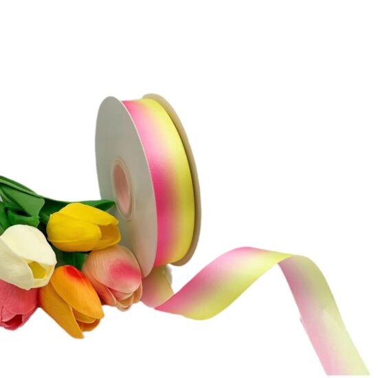 2.5cm two-tone gradient satin ribbon for DIY hair bows and gift wrapping

