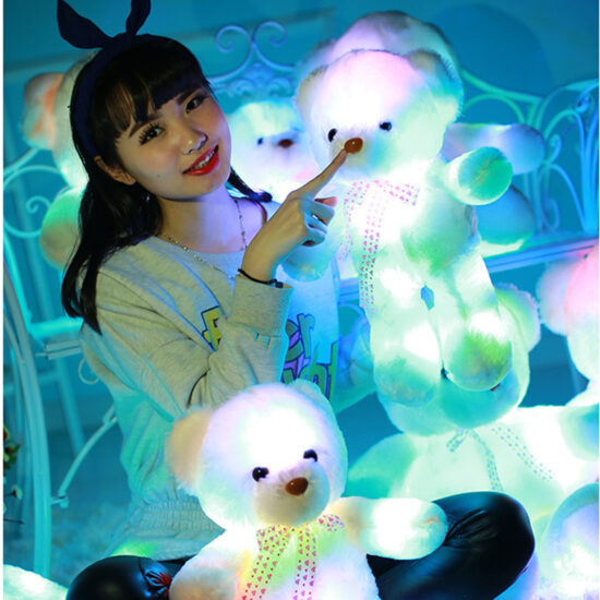 Rainbow Light-up Teddy Bear Plush Pillow – Glow-in-the-dark Valentine's and Birthday Gift

