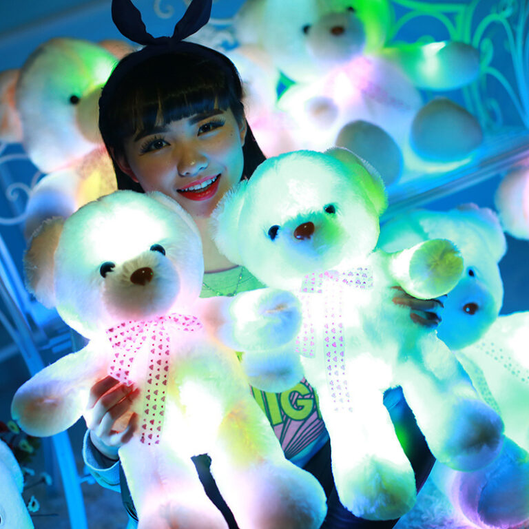 Rainbow Light-up Teddy Bear Plush Pillow – Glow-in-the-dark Valentine's and Birthday Gift