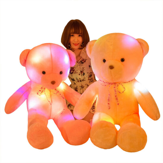 Rainbow Light-up Teddy Bear Plush Pillow – Glow-in-the-dark Valentine's and Birthday Gift

