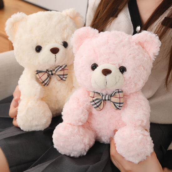 25cm Colorful Sitting Teddy Bear Plush with Bow Tie – Cute Stuffed Animal for Kids