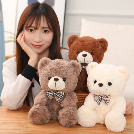 25cm Colorful Sitting Teddy Bear Plush with Bow Tie – Cute Stuffed Animal for Kids