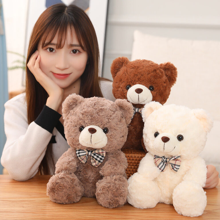 25cm Colorful Sitting Teddy Bear Plush with Bow Tie – Cute Stuffed Animal for Kids
