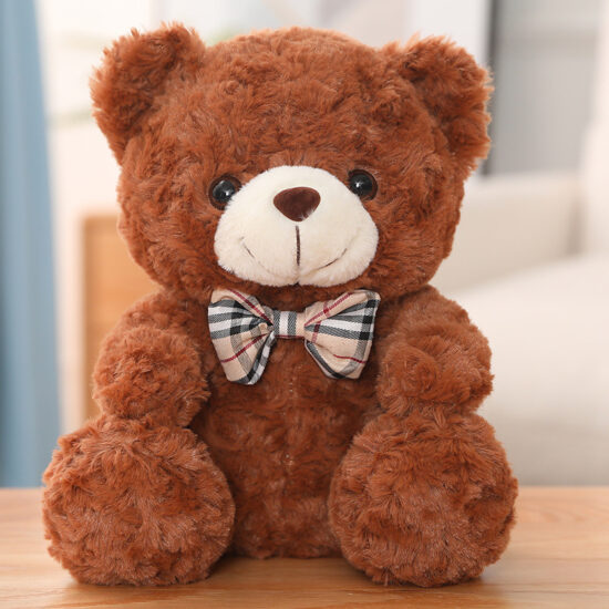 25cm Colorful Sitting Teddy Bear Plush with Bow Tie – Cute Stuffed Animal for Kids