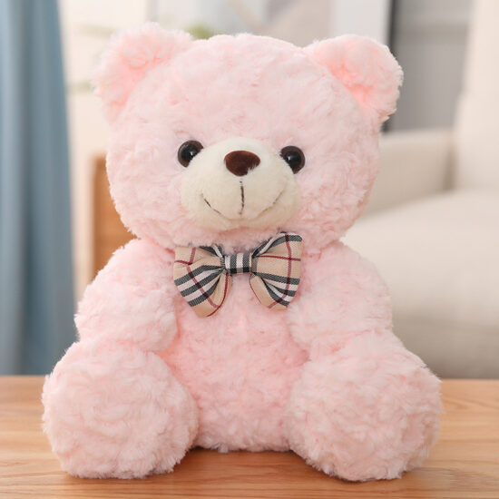 25cm Colorful Sitting Teddy Bear Plush with Bow Tie – Cute Stuffed Animal for Kids