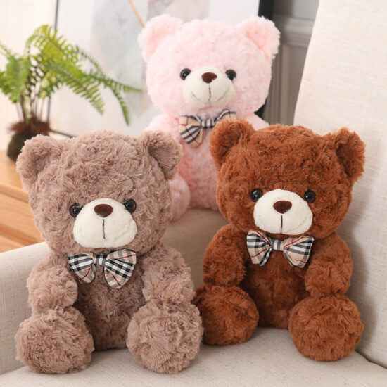 25cm Colorful Sitting Teddy Bear Plush with Bow Tie – Cute Stuffed Animal for Kids
