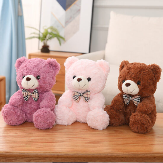 25cm Colorful Sitting Teddy Bear Plush with Bow Tie – Cute Stuffed Animal for Kids