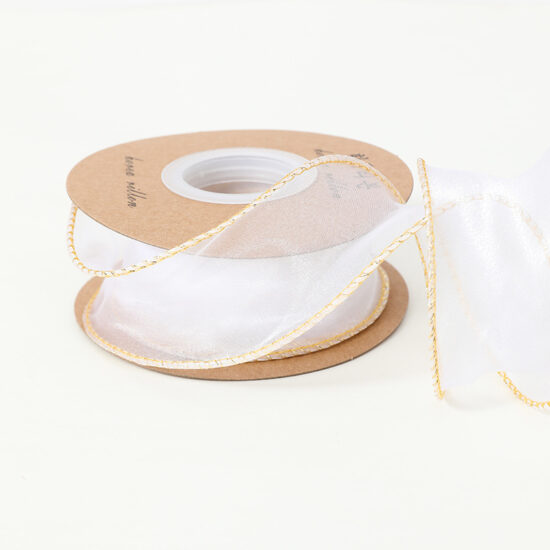 3.8-4cm gold-edged organza ribbon for wedding and gift wrapping