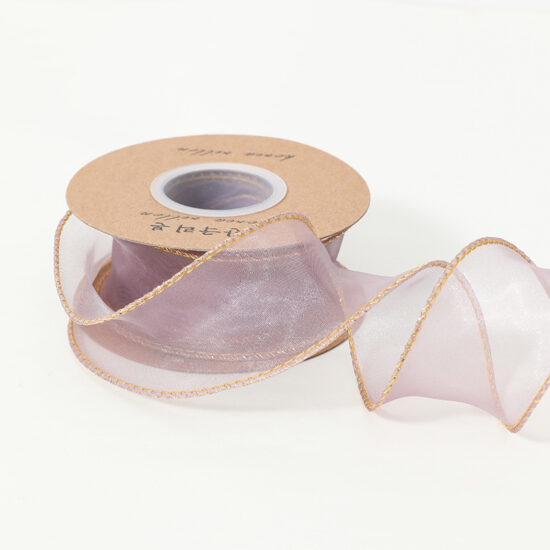 3.8-4cm gold-edged organza ribbon for wedding and gift wrapping