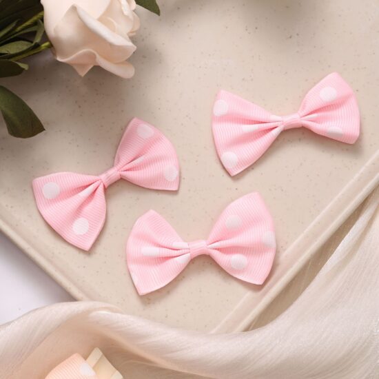 3.8x6cm Korean style grosgrain bow tie with white polka dots for kids hair accessory