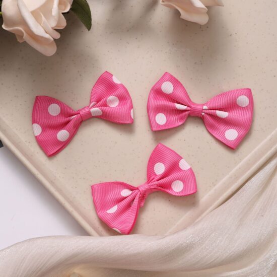 3.8x6cm Korean style grosgrain bow tie with white polka dots for kids hair accessory