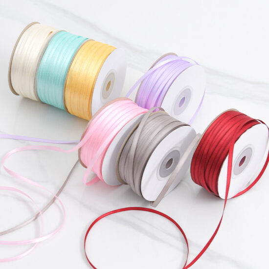 3mm polyester satin ribbon for gift wrapping, floral decoration, and DIY bows
