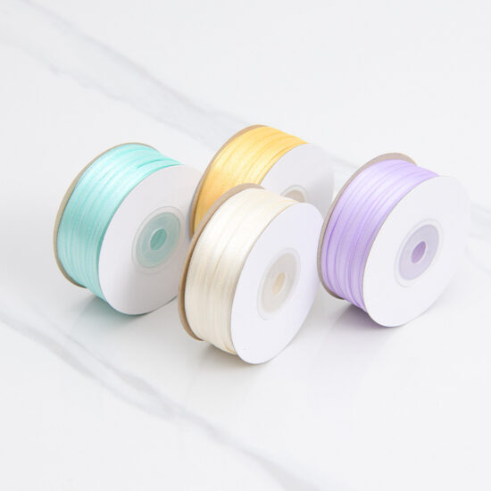 3mm polyester satin ribbon for gift wrapping, floral decoration, and DIY bows