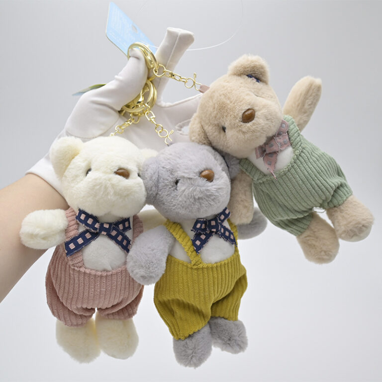 Cool Teddy Bear Plush Keychain – 4-Inch Mini Teddy Bear in 3 Colors