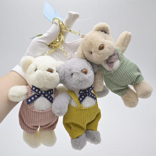 Cool Teddy Bear Plush Keychain – 4-Inch Mini Teddy Bear in 3 Colors
