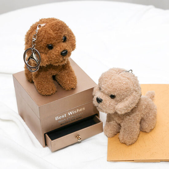 Mini Teddy Dog Plush Keychain – Soft Puppy Stuffed Toy for Bags and Gifts