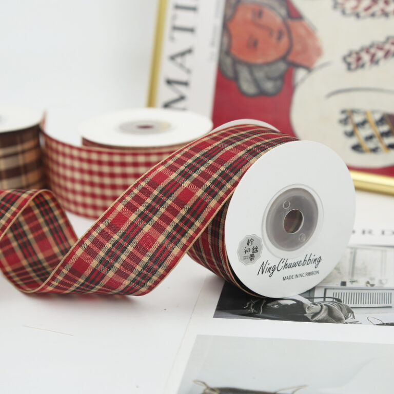4cm British plaid grosgrain ribbon for gift wrapping and craft use