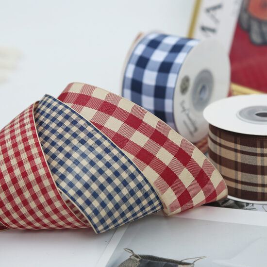 4cm British plaid grosgrain ribbon for gift wrapping and craft use