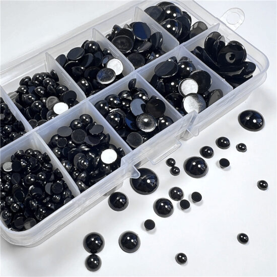 4–12mm Black Flat-Back Plastic Eyes and Noses for DIY Teddy Bears and Doll Decorations