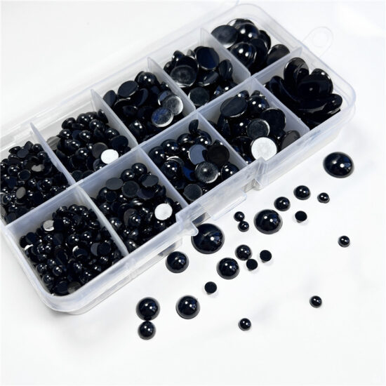 4–12mm Black Flat-Back Plastic Eyes and Noses for DIY Teddy Bears and Doll Decorations