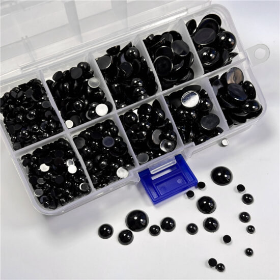 4–12mm Black Flat-Back Plastic Eyes and Noses for DIY Teddy Bears and Doll Decorations