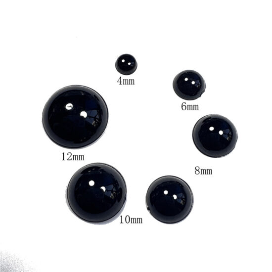 4–12mm Black Flat-Back Plastic Eyes and Noses for DIY Teddy Bears and Doll Decorations