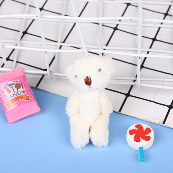 6cm Mini Plush Teddy Bear with Jointed Limbs – Colorful DIY Accessory for Crafts and Jewelry