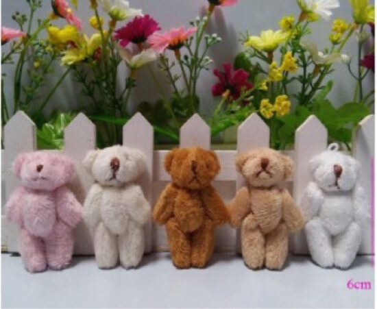 6cm Mini Plush Teddy Bear with Jointed Limbs – Colorful DIY Accessory for Crafts and Jewelry