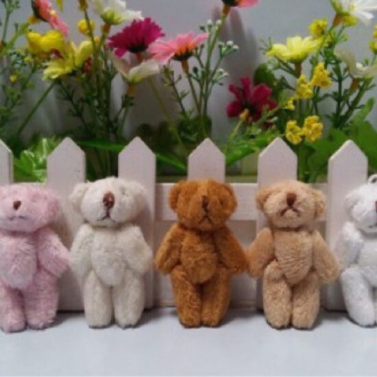 6cm Mini Plush Teddy Bear with Jointed Limbs – Colorful DIY Accessory for Crafts and Jewelry