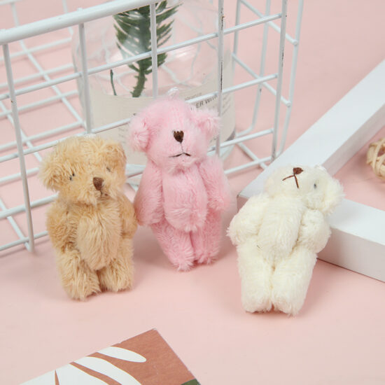 6cm Mini Plush Teddy Bear with Jointed Limbs – Colorful DIY Accessory for Crafts and Jewelry
