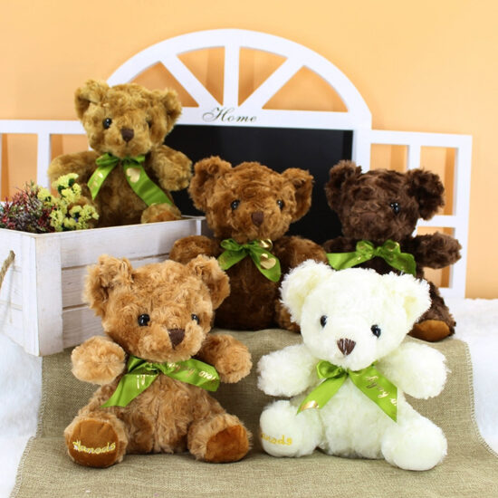 7-Inch Rose Plush Mini Teddy Bear – Soft Stuffed Toy for Gifting and Branding