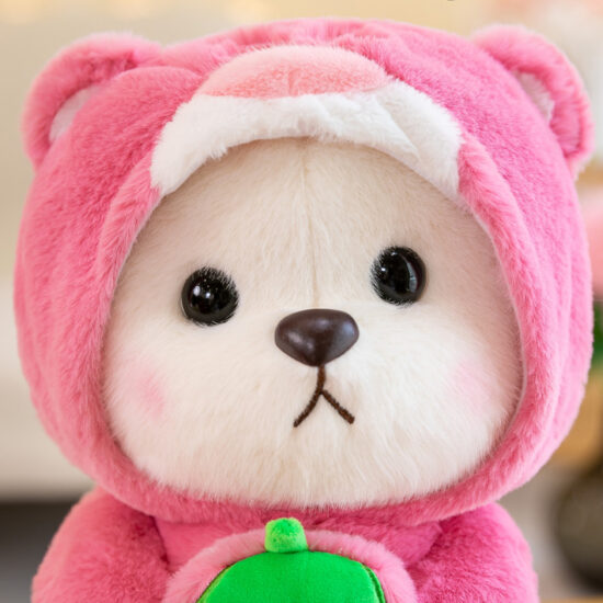 Strawberry Teddy Bear Plush Doll – Soft Hugging Pillow and Gift Toy