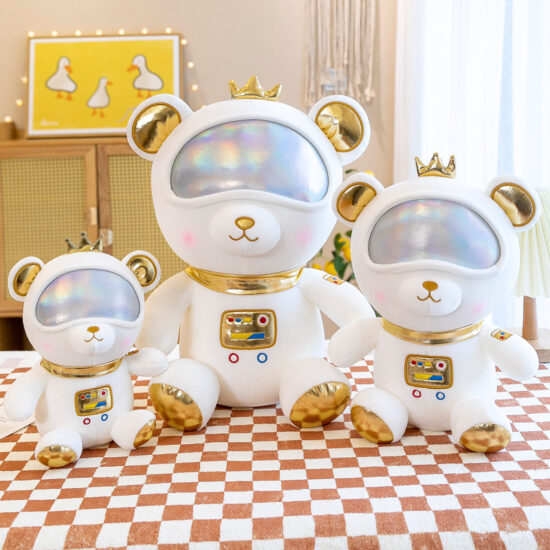 Astronaut Teddy Bear Plush Toy in Silver Space Suit – Cute Stuffed Animal Gift for Kids