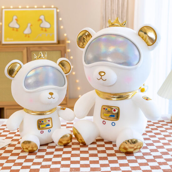 Astronaut Teddy Bear Plush Toy in Silver Space Suit – Cute Stuffed Animal Gift for Kids