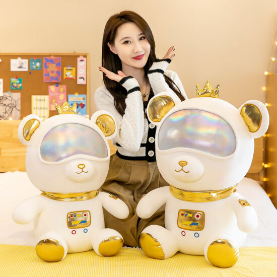 Astronaut Teddy Bear Plush Toy in Silver Space Suit – Cute Stuffed Animal Gift for Kids