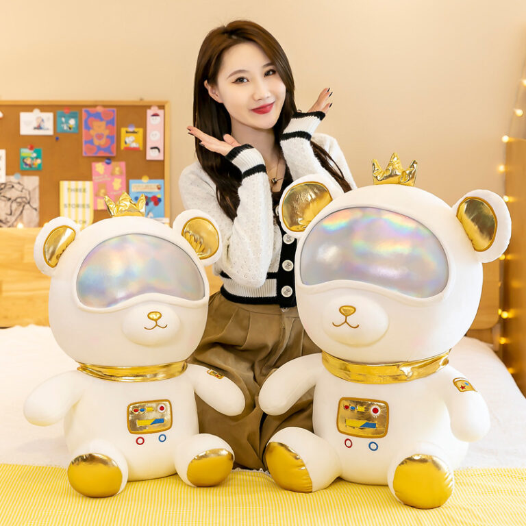 Astronaut Teddy Bear Plush Toy in Silver Space Suit – Cute Stuffed Animal Gift for Kids