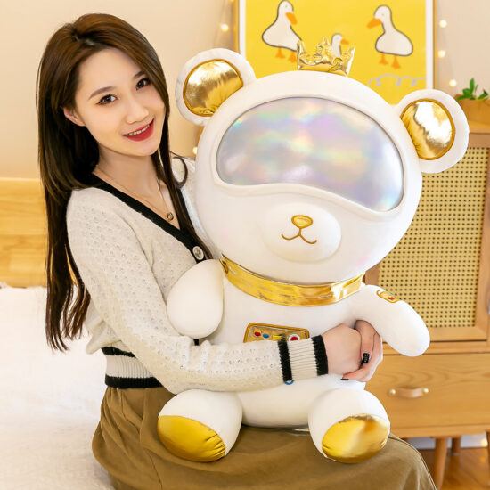 Astronaut Teddy Bear Plush Toy in Silver Space Suit – Cute Stuffed Animal Gift for Kids