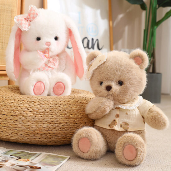 Cute Baby Animal Plush Toys – Teddy Bear, Bunny, and Cat Dolls for Kids