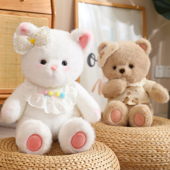 Cute Baby Animal Plush Toys – Teddy Bear, Bunny, and Cat Dolls for Kids