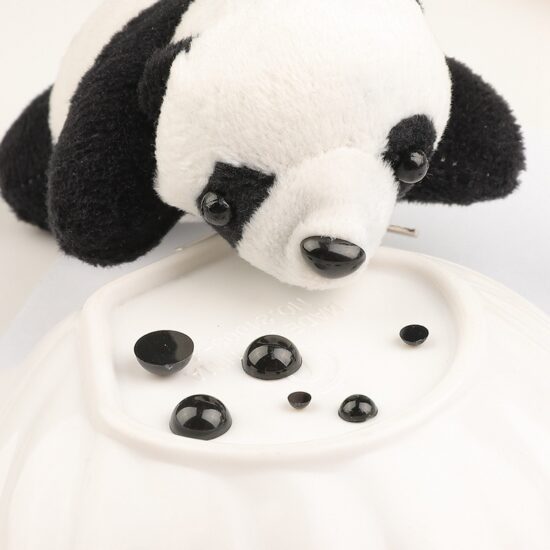 Black Flat-Back Plastic Animal Eyes and Noses for Plush Dolls and Teddy Bears