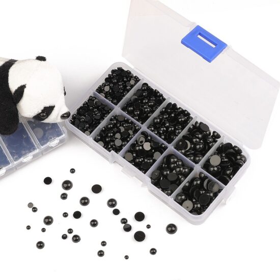 Black Flat-Back Plastic Animal Eyes and Noses for Plush Dolls and Teddy Bears