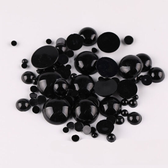 "Black Half-Round Flat Back Eyes for DIY Plush Toys, Dolls, and Teddy Bears"