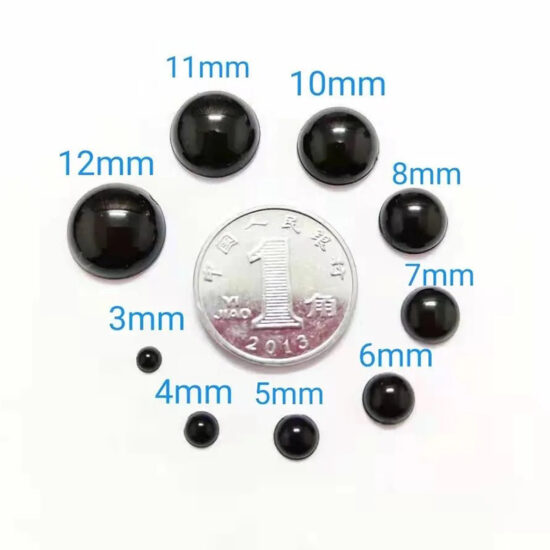 "Black Half-Round Flat Back Eyes for DIY Plush Toys, Dolls, and Teddy Bears"