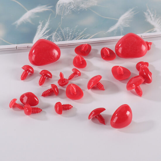 Black Flocked Triangle Plastic Noses with Screws – Toy Nose Parts for Teddy Bears