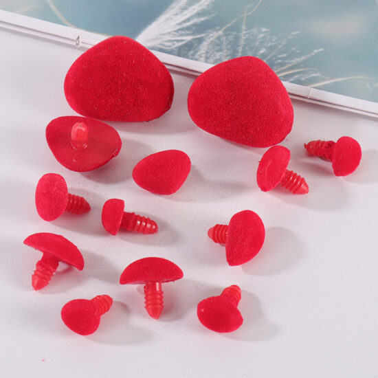 Black Flocked Triangle Plastic Noses with Screws – Toy Nose Parts for Teddy Bears